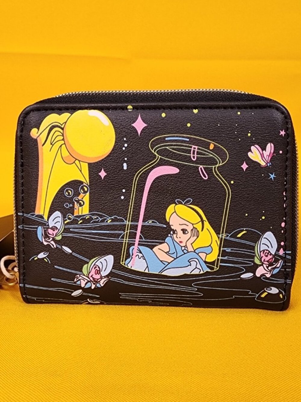 Loungefly Disney Alice In Wonderland Glow-In-The-Dark Zip Around Wallet NEW